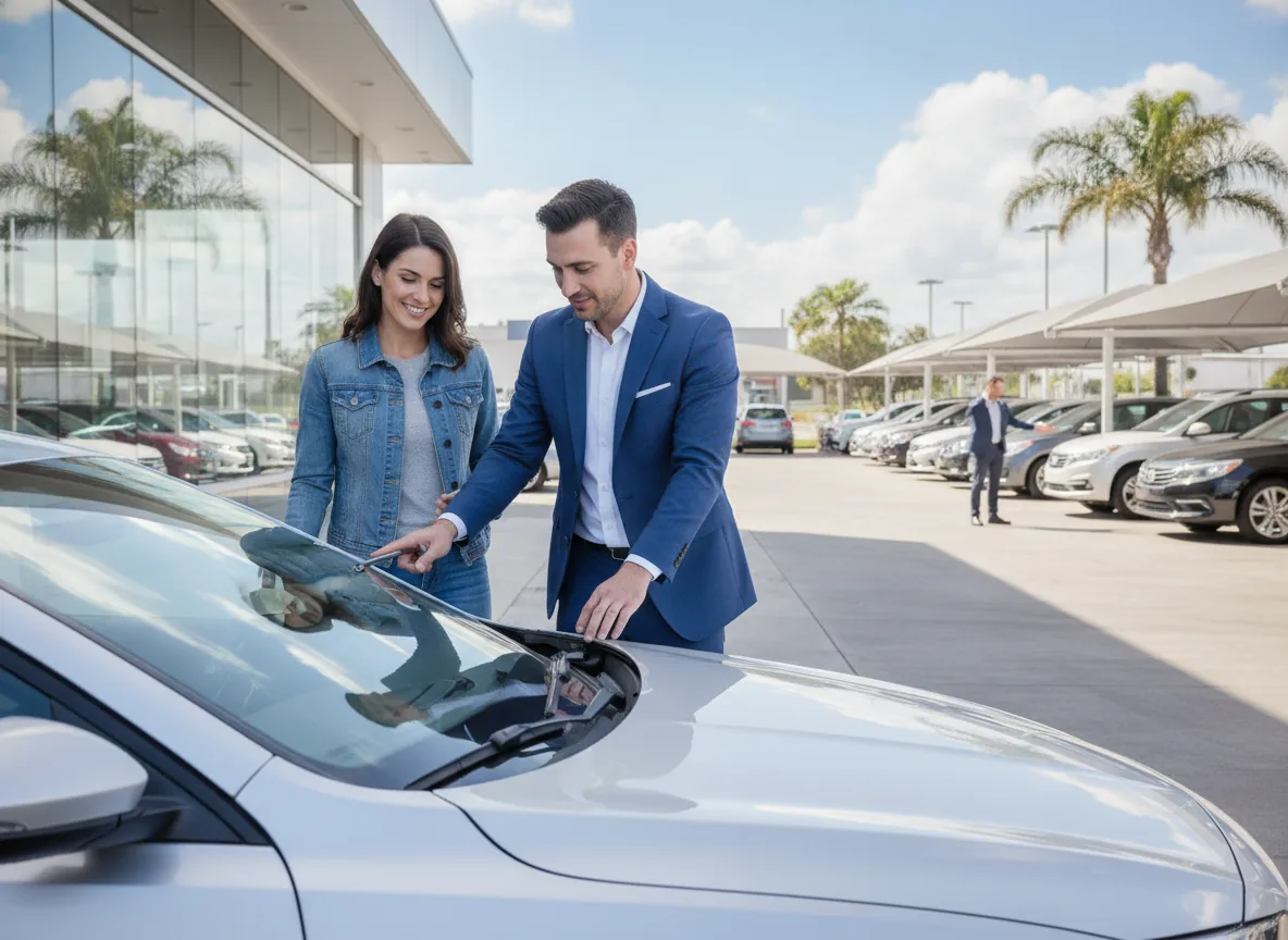 real photo of a professional used-car sales advisor